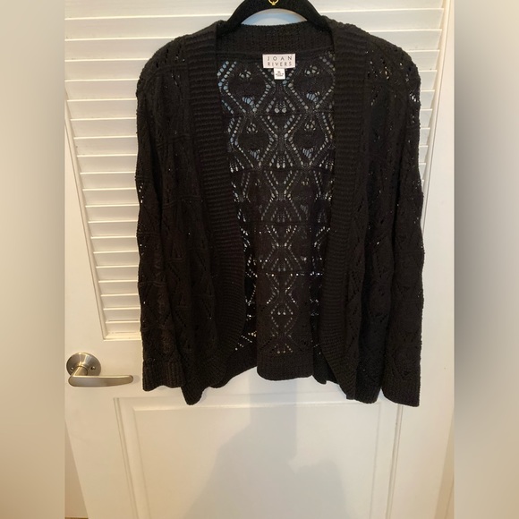 Pre-Loved Joan Rivers Open Front Black Cardigan - Picture 1 of 3